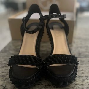 Christian louboutin  size 36 black studded wedges, worn twice! !